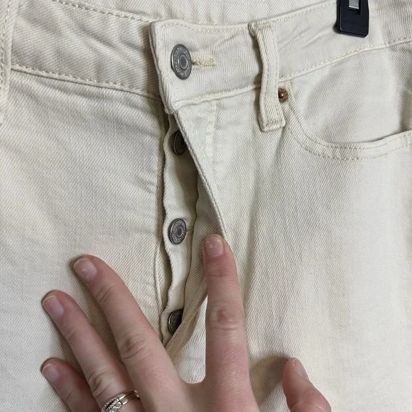 Old Navy High Waisted Button Fly Straight Leg White Denim‎ Jeans Sz 10 Cotton - Picture 3 of 7